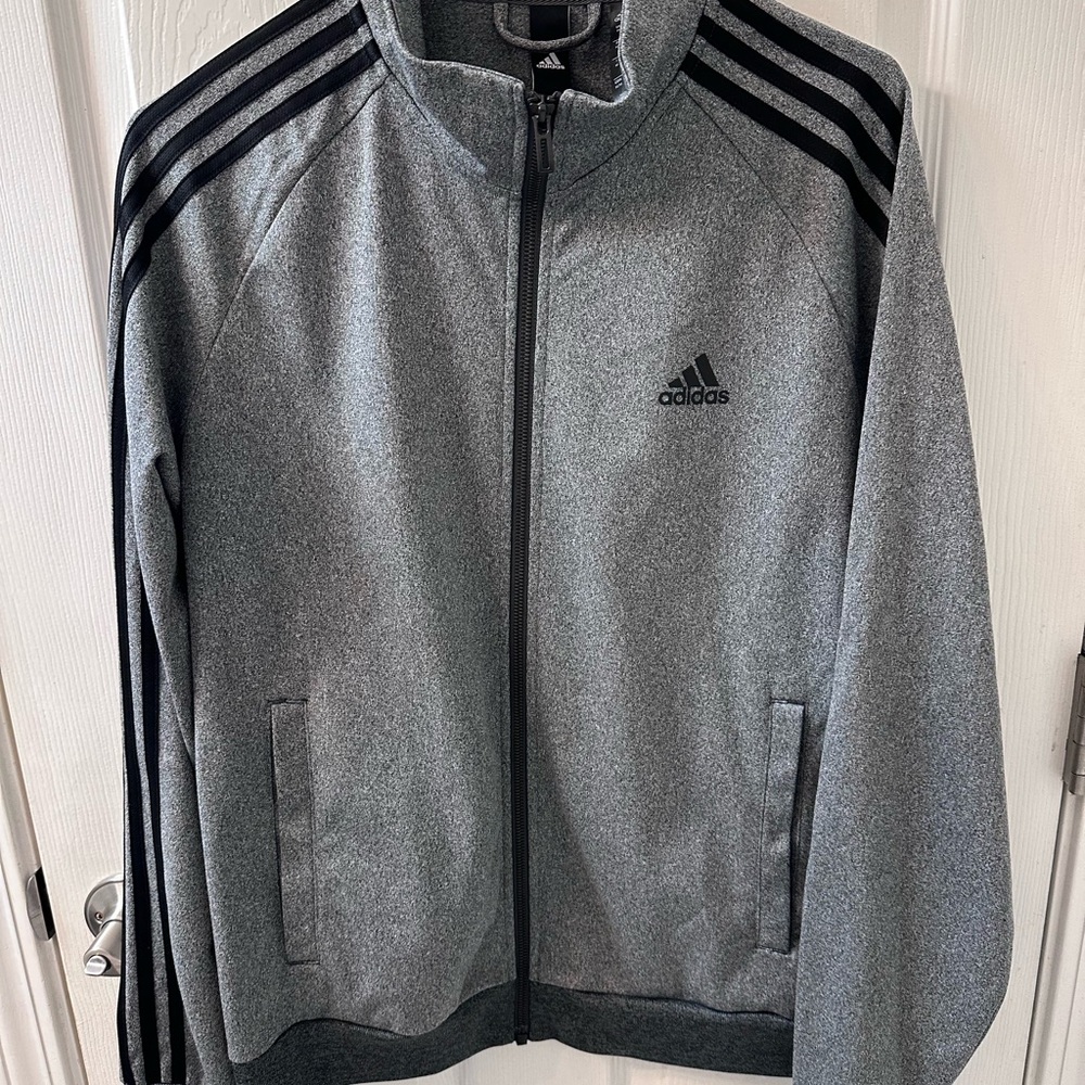 Adidas Men's Three Stripe Tricot Full-Zip Jacket